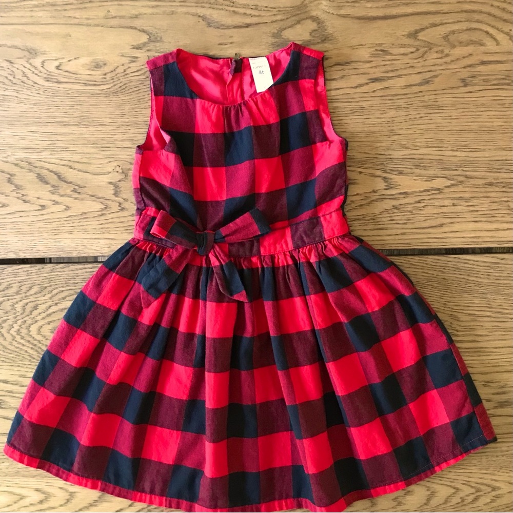 Red and Black Flannel Tartan Dress - 4T